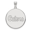14k White Gold LogoArt University of Florida Gators Script Extra Large Disc Pendant