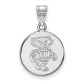 10k White Gold LogoArt University of Wisconsin Badger Medium Disc Pendant