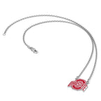 Sterling Silver Rhodium-plated LogoArt The Ohio State University Large Enameled Pendant 18 inch Necklace