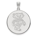 10k White Gold LogoArt University of Wisconsin Badger Extra Large Disc Pendant