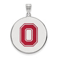 Sterling Silver Rhodium-plated LogoArt The Ohio State University Letter O Extra Large Enameled Disc Pendant