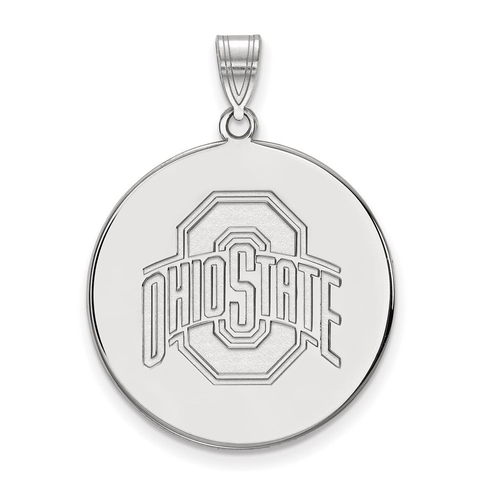 10k White Gold LogoArt The Ohio State University Extra Large Disc Pendant