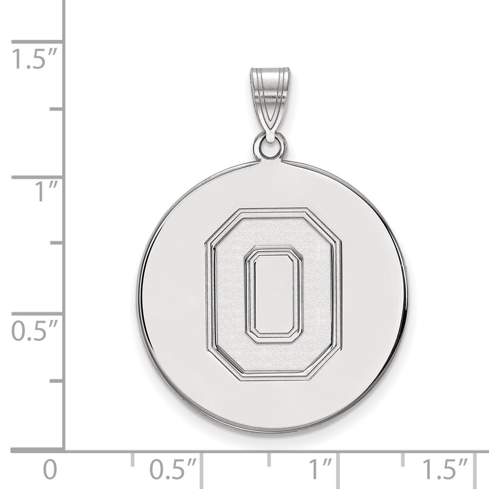 Sterling Silver Rhodium-plated LogoArt The Ohio State University Letter O Extra Large Disc Pendant