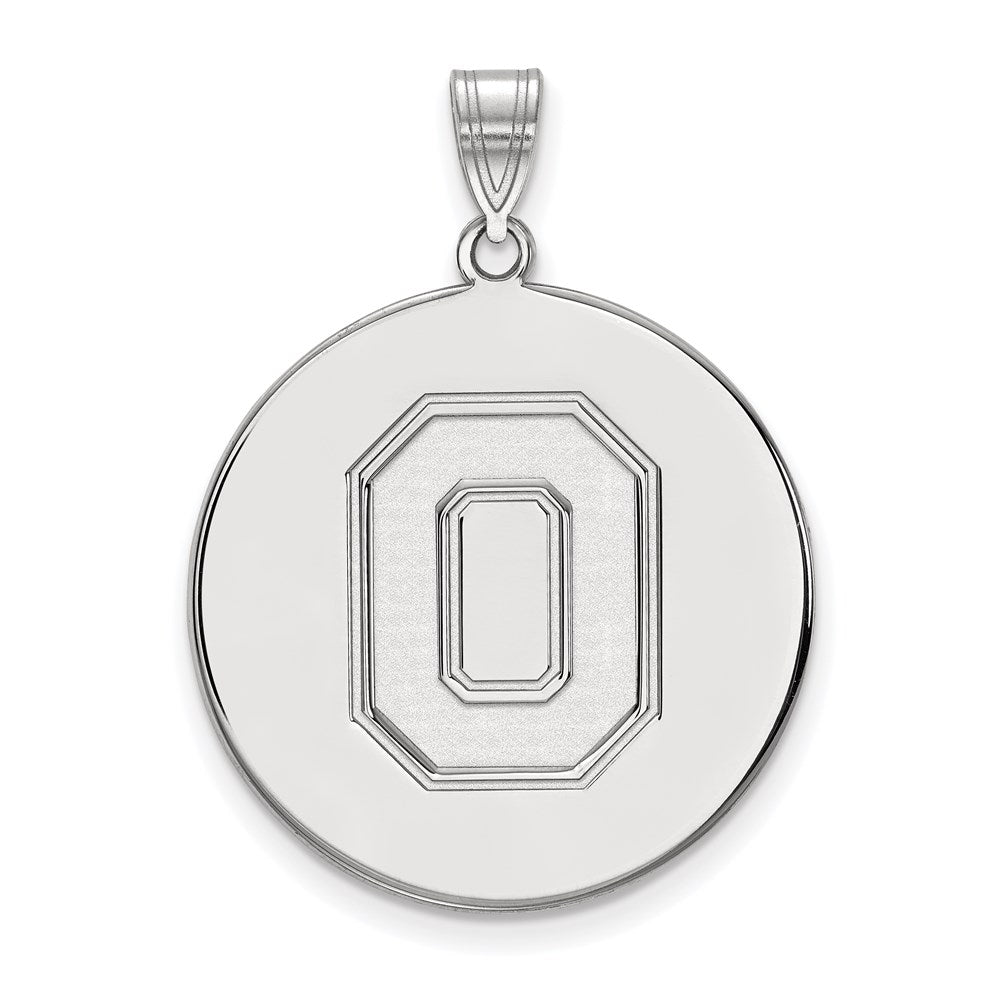 10k White Gold LogoArt The Ohio State University Letter O Extra Large Disc Pendant