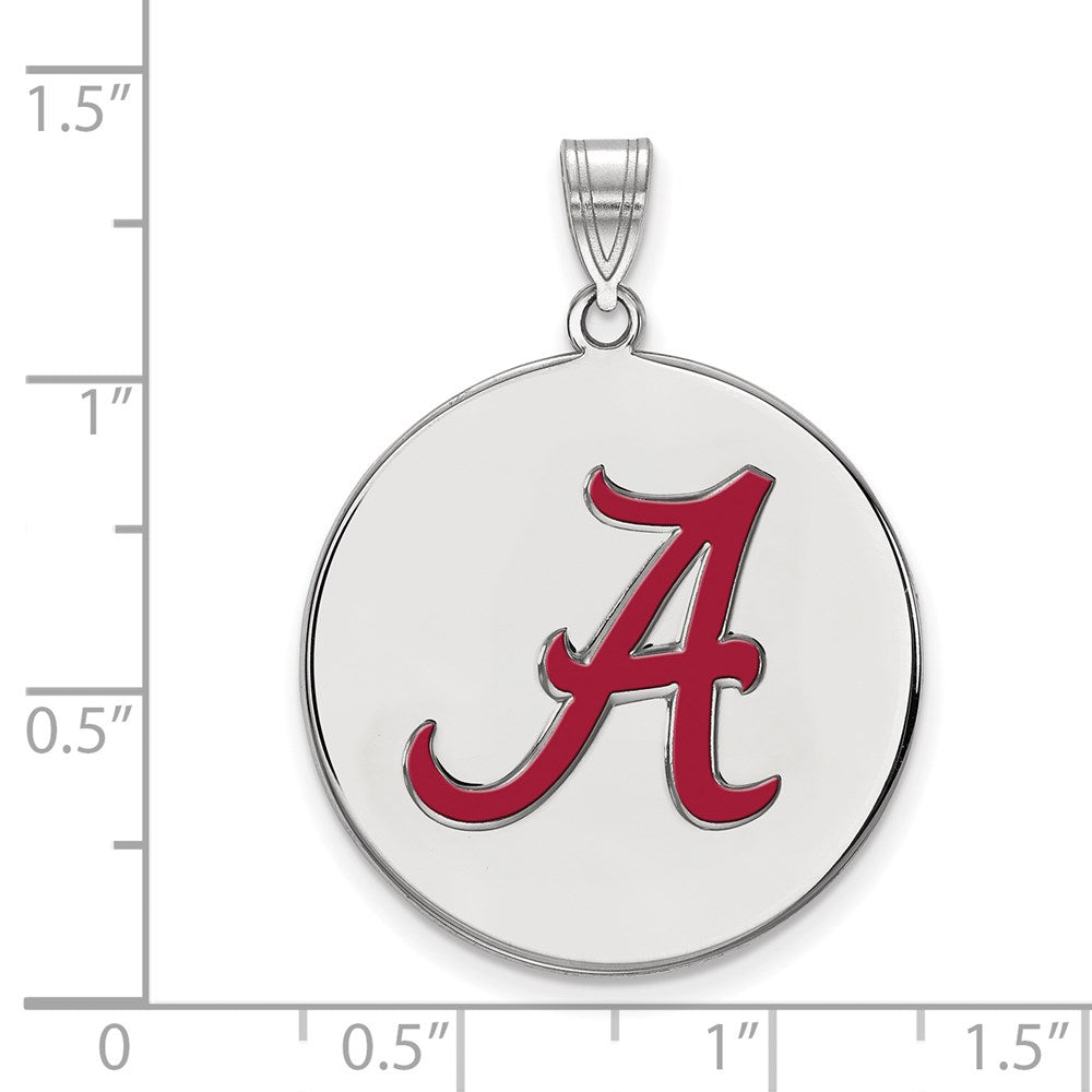 Sterling Silver Rhodium-plated LogoArt University of Alabama Letter A Extra Large Enameled Disc Pendant