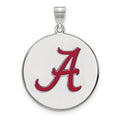 Sterling Silver Rhodium-plated LogoArt University of Alabama Letter A Extra Large Enameled Disc Pendant