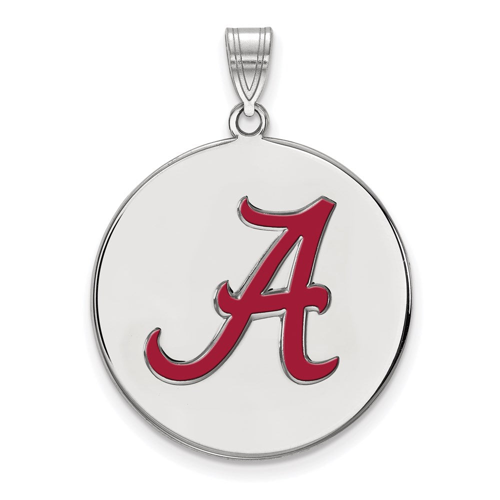 Sterling Silver Rhodium-plated LogoArt University of Alabama Letter A Extra Large Enameled Disc Pendant