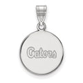 14k White Gold LogoArt University of Florida Gators Script Medium Disc Pendant
