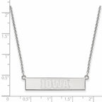 Sterling Silver Rhodium-plated LogoArt University of Iowa Small Bar 18 inch Necklace