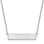 Sterling Silver Rhodium-plated LogoArt University of Iowa Small Bar 18 inch Necklace
