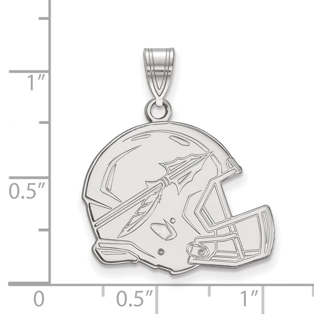 14k White Gold LogoArt Florida State University Arrow Large Football Helmet Pendant