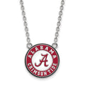 Sterling Silver Rhodium-plated LogoArt University of Alabama Crimson Tide Large Enameled Pendant 18 inch Necklace