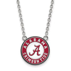 Sterling Silver Rhodium-plated LogoArt University of Alabama Crimson Tide Large Enameled Pendant 18 inch Necklace