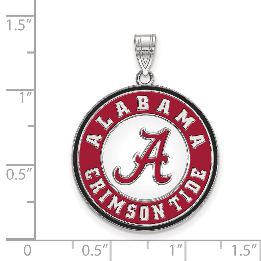 Sterling Silver Rhodium-plated LogoArt University of Alabama Crimson Tide Extra Large Enameled Disc Pendant