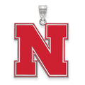 Sterling Silver Rhodium-plated LogoArt University of Nebraska Letter N Extra Large Enameled Pendant