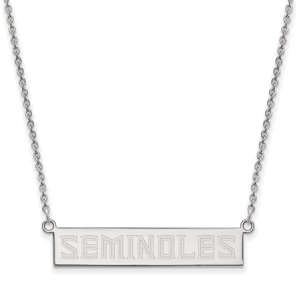 Sterling Silver Rhodium-plated LogoArt Florida State University Seminoles Small Bar 18 inch Necklace