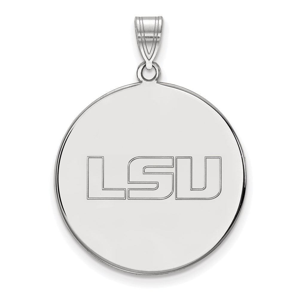 14k White Gold LogoArt Louisiana State University L-S-U Extra Large Disc Pendant
