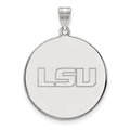 Sterling Silver Rhodium-plated LogoArt Louisiana State University L-S-U Extra Large Disc Pendant
