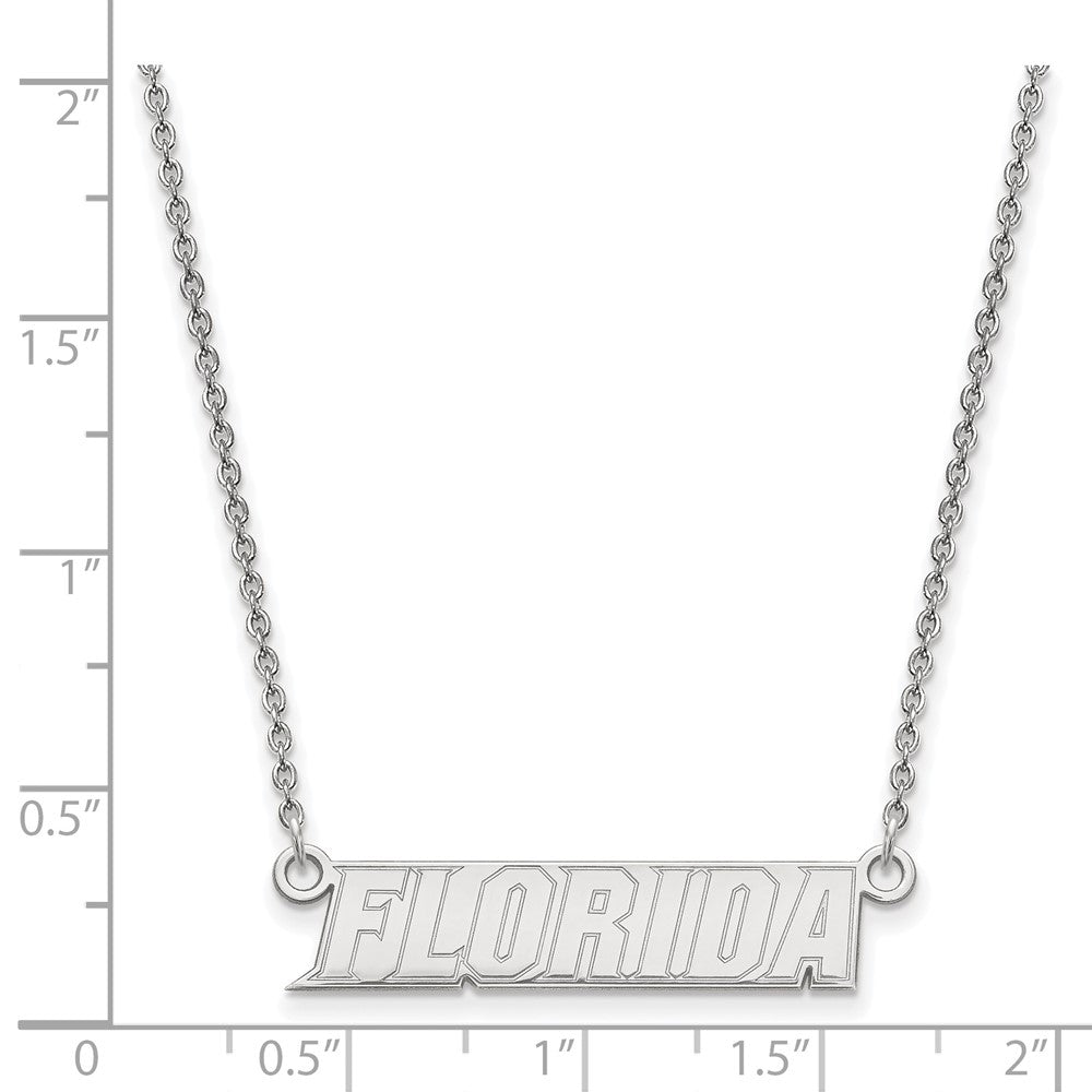 Sterling Silver Rhodium-plated LogoArt University of Florida Small Bar 18 inch Necklace