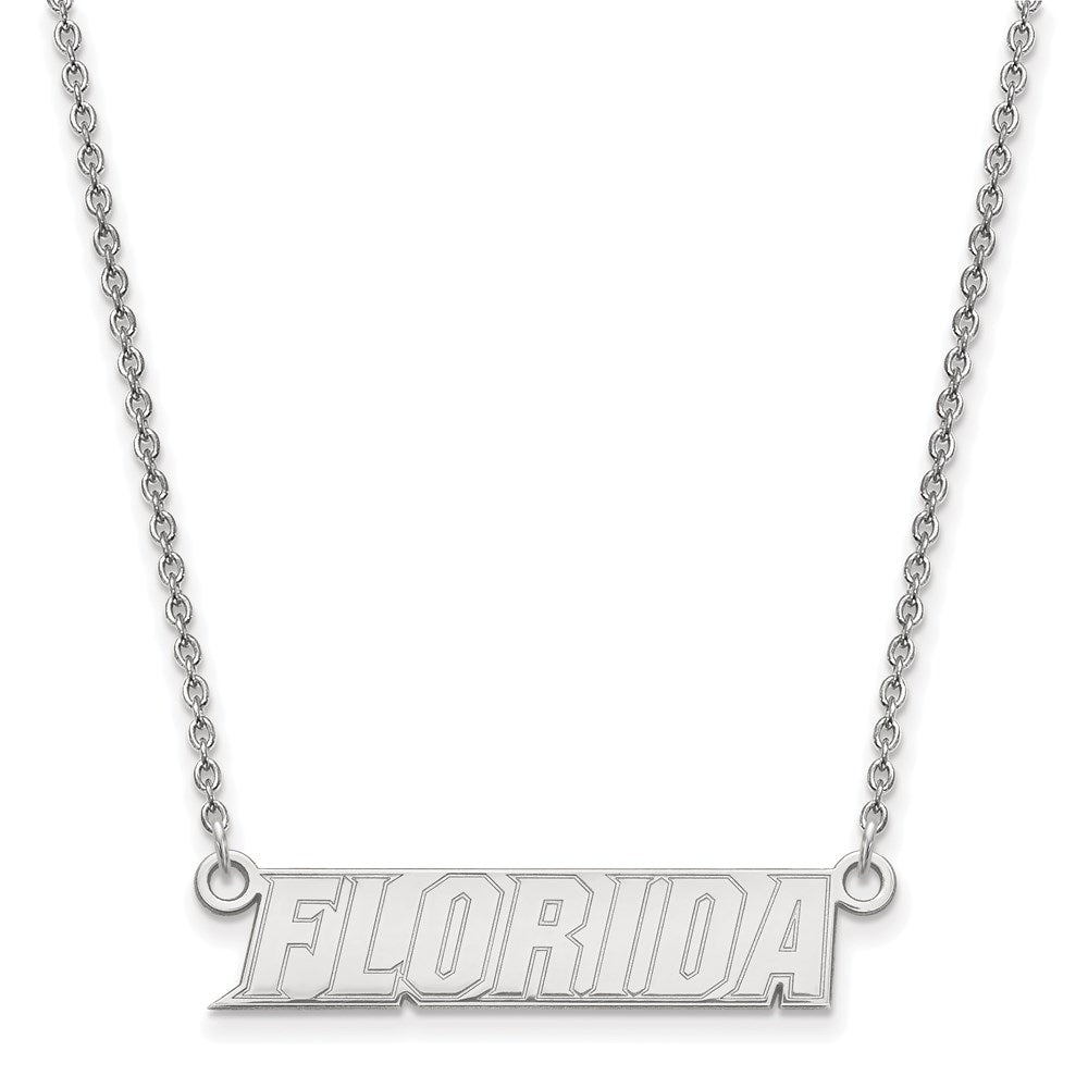 Sterling Silver Rhodium-plated LogoArt University of Florida Small Bar 18 inch Necklace