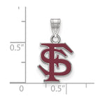Sterling Silver Rhodium-plated LogoArt Florida State University F-S Medium Enameled Pendant
