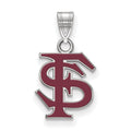 Sterling Silver Rhodium-plated LogoArt Florida State University F-S Medium Enameled Pendant