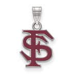 Sterling Silver Rhodium-plated LogoArt Florida State University F-S Medium Enameled Pendant