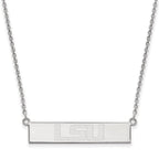 Sterling Silver Rhodium-plated LogoArt Louisiana State University L-S-U Small Bar 18 inch Necklace
