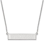 Sterling Silver Rhodium-plated LogoArt University of Wisconsin Small Bar 18 inch Necklace