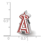 Sterling Silver Rhodium Plated Major League Baseball LogoArt Los Angeles Angels Enameled Bead