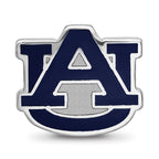 Sterling Silver Rhodium-plated LogoArt Auburn University A-U Enameled Logo Bead