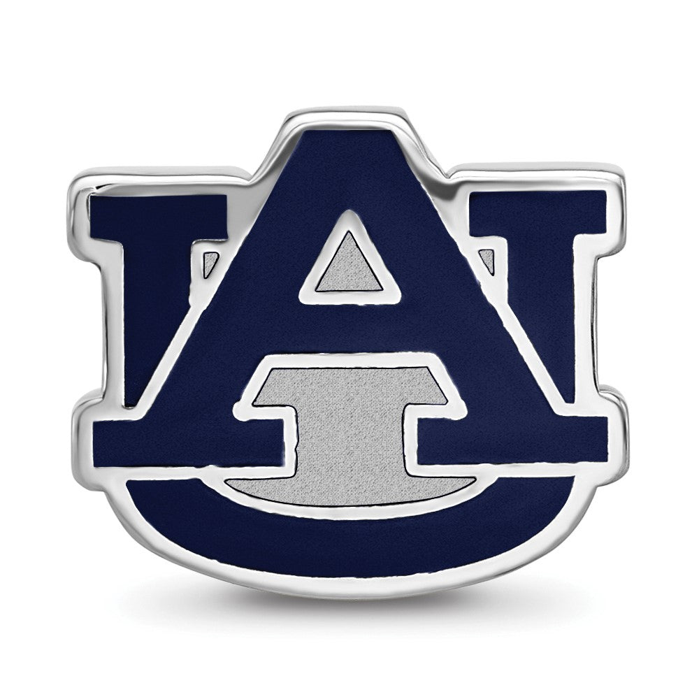Sterling Silver Rhodium-plated LogoArt Auburn University A-U Enameled Logo Bead