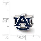 Sterling Silver Rhodium-plated LogoArt Auburn University A-U Enameled Logo Bead