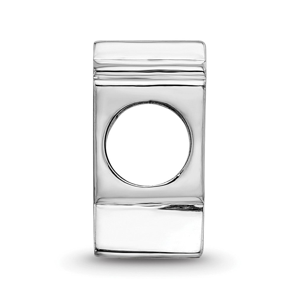 Sterling Silver Rhodium-plated NHL LogoArt Columbus Blue Jackets Enameled Logo Bead