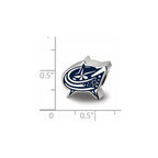 Sterling Silver Rhodium-plated NHL LogoArt Columbus Blue Jackets Enameled Logo Bead