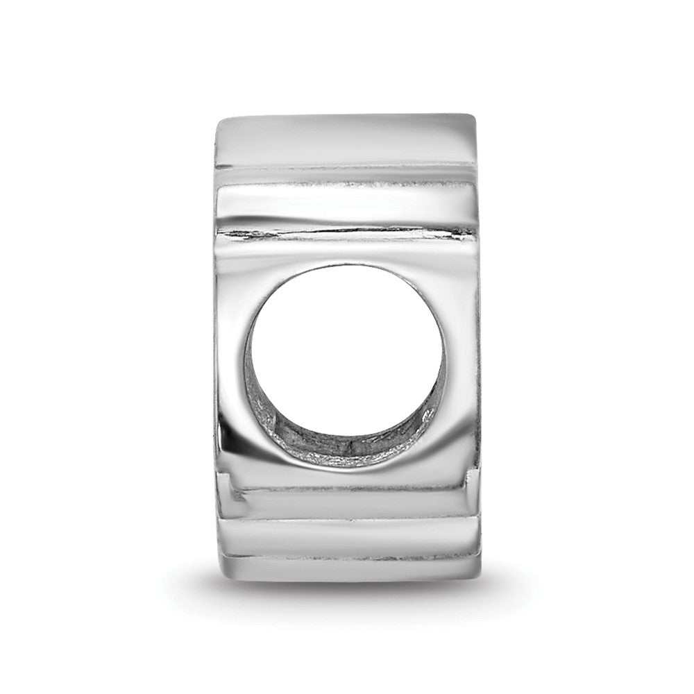 Sterling Silver Rhodium-plated NHL LogoArt Chicago Blackhawks Enameled Logo Bead