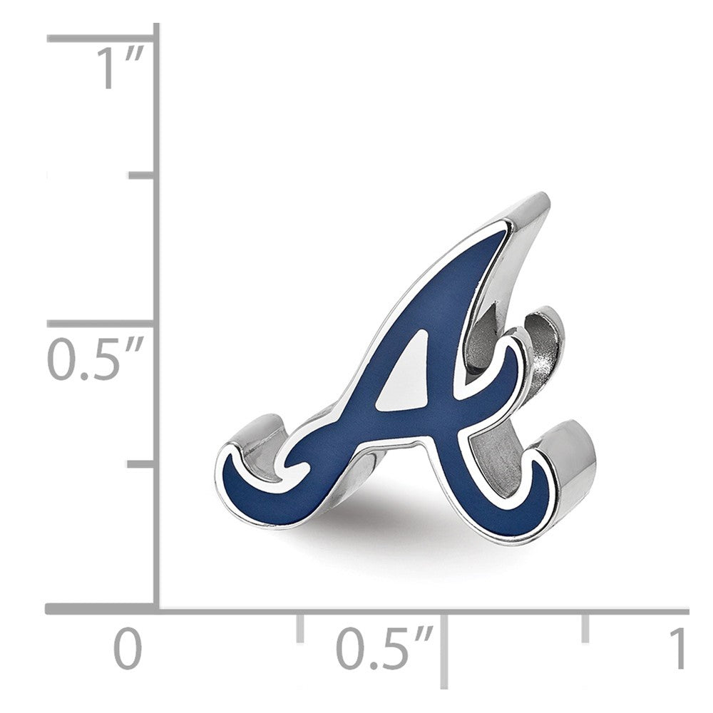 Sterling Silver Rhodium Plated Major League Baseball LogoArt Atlanta Braves Enameled Bead