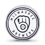 Sterling Silver Rhodium Plated Major League Baseball LogoArt Milwaukee Brewers Enameled Bead
