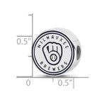 Sterling Silver Rhodium Plated Major League Baseball LogoArt Milwaukee Brewers Enameled Bead