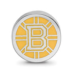Sterling Silver Rhodium-plated NHL LogoArt Boston Bruins Enameled Bead