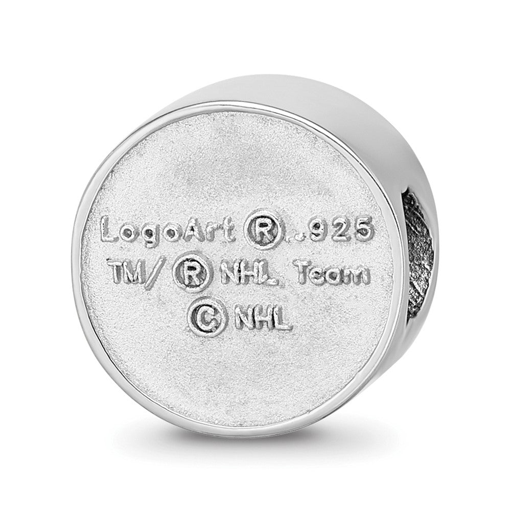 Sterling Silver Rhodium-plated NHL LogoArt Boston Bruins Enameled Bead