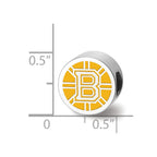 Sterling Silver Rhodium-plated NHL LogoArt Boston Bruins Enameled Bead