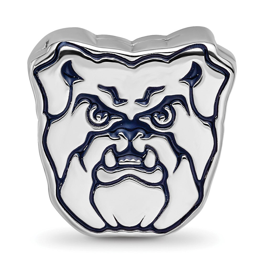 Sterling Silver Rhodium-plated LogoArt Butler University Bulldog Enameled Bead