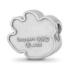 Sterling Silver Rhodium-plated LogoArt Clemson University Tiger Paw Enameled Logo Bead
