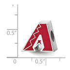 Sterling Silver Rhodium Plated Major League Baseball LogoArt Arizona Diamondbacks Enamel Bead