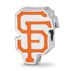 Sterling Silver Rhodium Plated Major League Baseball LogoArt San Francisco Giants S-F Enamel Bead