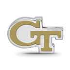 Sterling Silver Rhodium-plated LogoArt Georgia Institute of Technology G-T Enameled Bead
