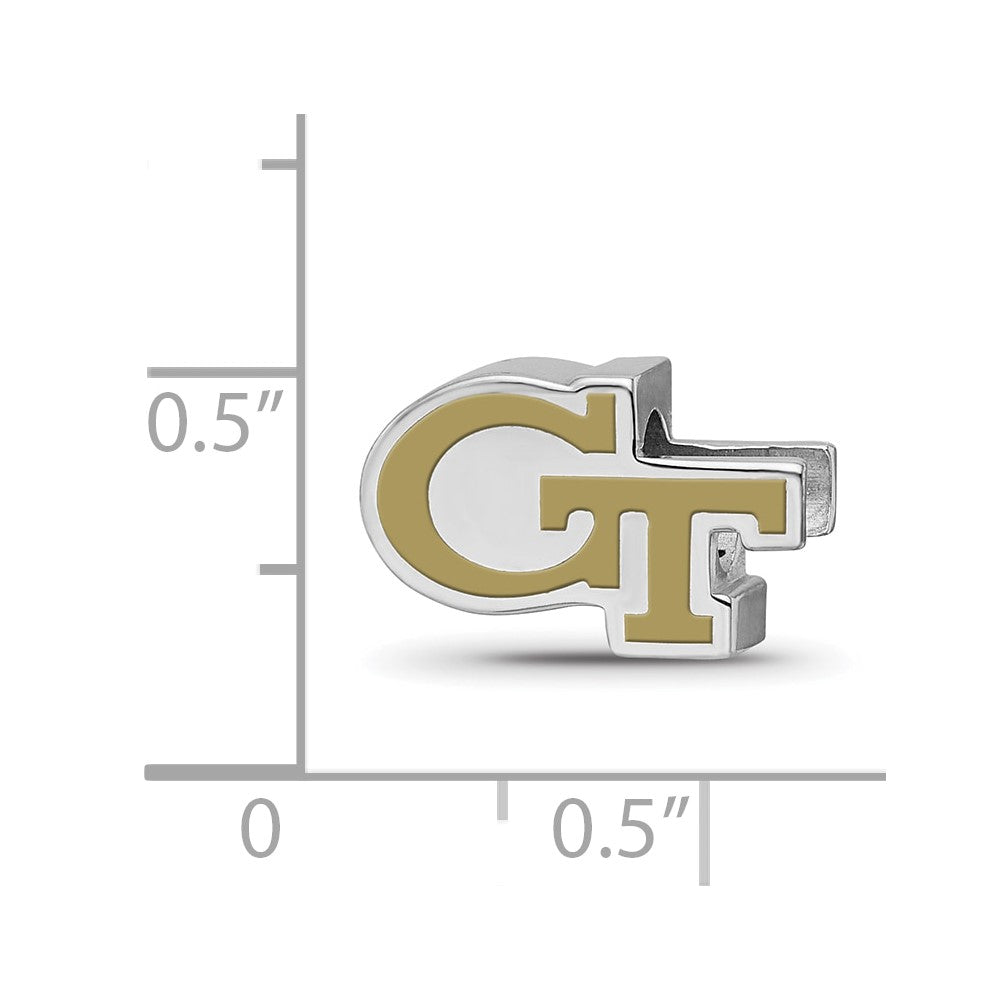 Sterling Silver Rhodium-plated LogoArt Georgia Institute of Technology G-T Enameled Bead