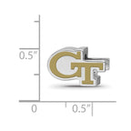 Sterling Silver Rhodium-plated LogoArt Georgia Institute of Technology G-T Enameled Bead