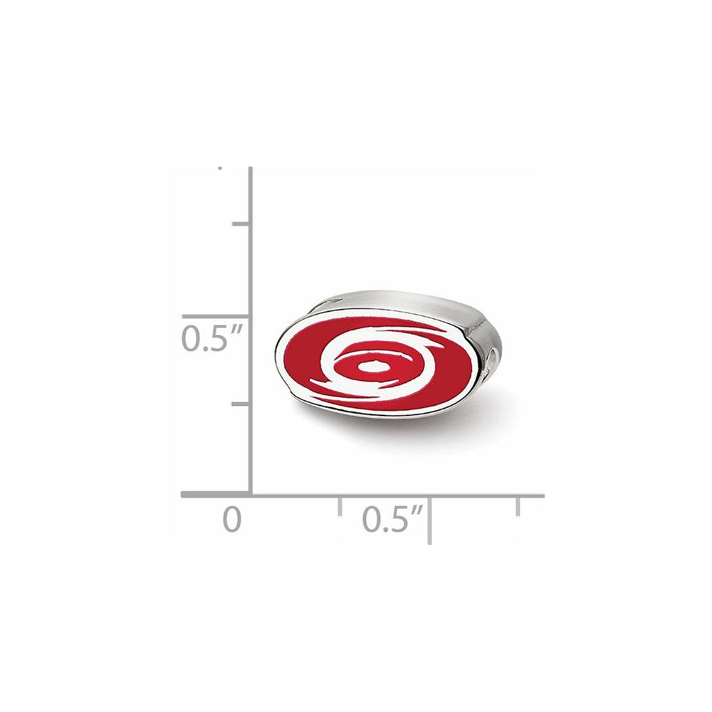Sterling Silver NHL LogoArt Carolina Hurricanes Enameled Logo Bead